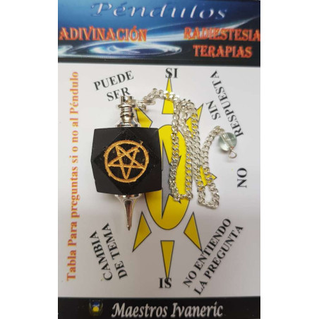 Schwarzer Achat Mineral Pendel mit Pentagramm
