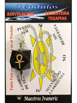 Turmalin-Mineral-Pendel mit Schlüssel-Ankh