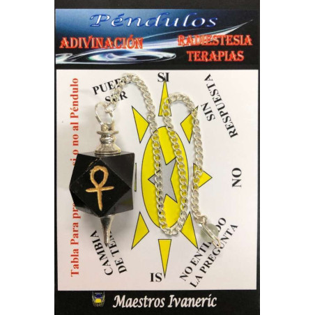 Turmalin-Mineral-Pendel mit Schlüssel-Ankh