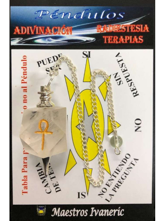 Pendel Mineral Quarzkristall Pendel mit Ankh Schlüssel