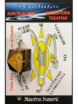 Tigerauge Mineral Pendel mit Schlüssel Ankh