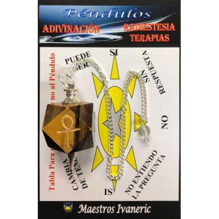 Tigerauge Mineral Pendel mit Schlüssel Ankh