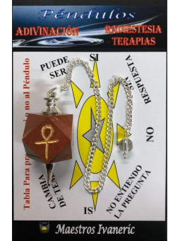 Mineralienpendel aus rotem Jaspis mit Schlüssel Ankh