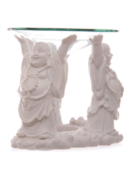 3 Lachende Buddhas Ölbrenner 11 cm hoch x 12 cm breit.