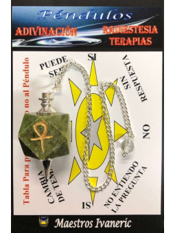 Unakit Mineral Pendel mit Schlüssel Ankh