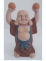 Glücklich Buddha aus Keramik 13 x 8 cm, Braunes Gewand