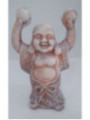 Glücklich Buddha aus Keramik 13 x 8 cm, steinfarbenes Gewand