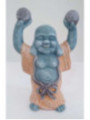 Glücklich Buddha aus Keramik 13 x 8 cm, Orange Robe