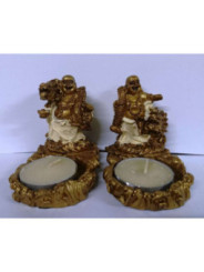 Buddha-Kerzenständer aus Harz, 8,5 cm x 7 cm