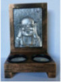 Kerzenständer aus Holz, Buddha aus Harz 10x16cm