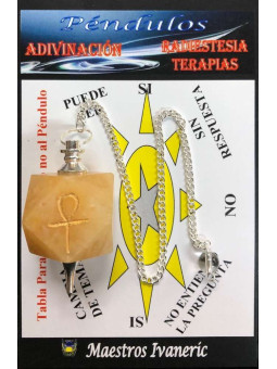 Gelber Jaspis Mineral Pendel mit Schlüssel Ankh