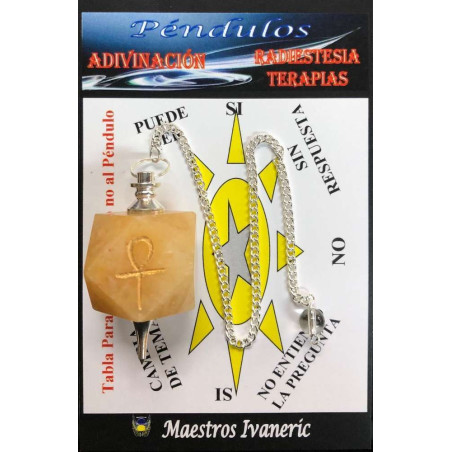 Gelber Jaspis Mineral Pendel mit Schlüssel Ankh