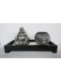 Resin Buddha Kerzenhalter und Garten Holz 23 breit x 12,5 hoch