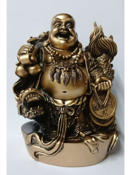 Buddha aus Harz mit Drache 18x12cm