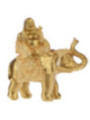 Glücksbuddha-Figur auf Elefant sitzend, gelbes Gewand. 8 cm hoch x 8 cm breit