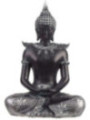 Sitzender Thai-Buddha Schwarz und Silber, 19,5 cm x 13,5 cm