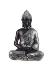 Sitzender Thai-Buddha Schwarz und Silber, 30 cm x 14,5 cm
