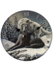 Wanduhr, Wölfe, die sich im Schnee küssen