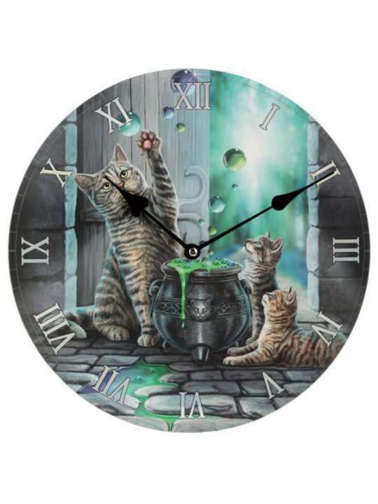Wanduhr, Katzen, die mit Seifenblasen spielen