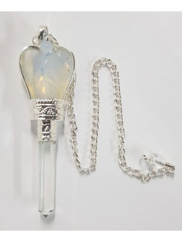 Opalit Mineral Engel Pendel mit Quarz Spitze 5,5 bis 6,5cm