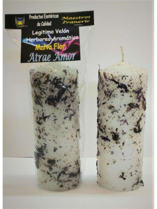 Legitimer krautiger und aromatischer Malvenblütler und Flieder Kerze