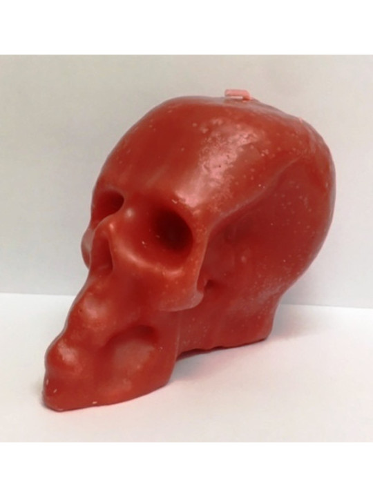 Rote Totenkopf Kerze. 11 x 9 Zentimeter