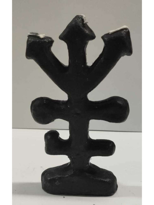 Schwarze Exu-Kreuz-Kerzenfigur