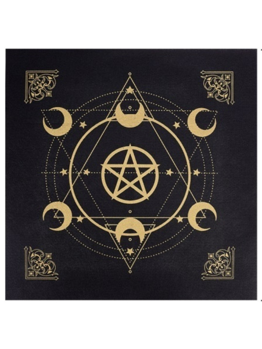 Filz Tarotmatte Pentagramm und Monde 49cm X 49cm