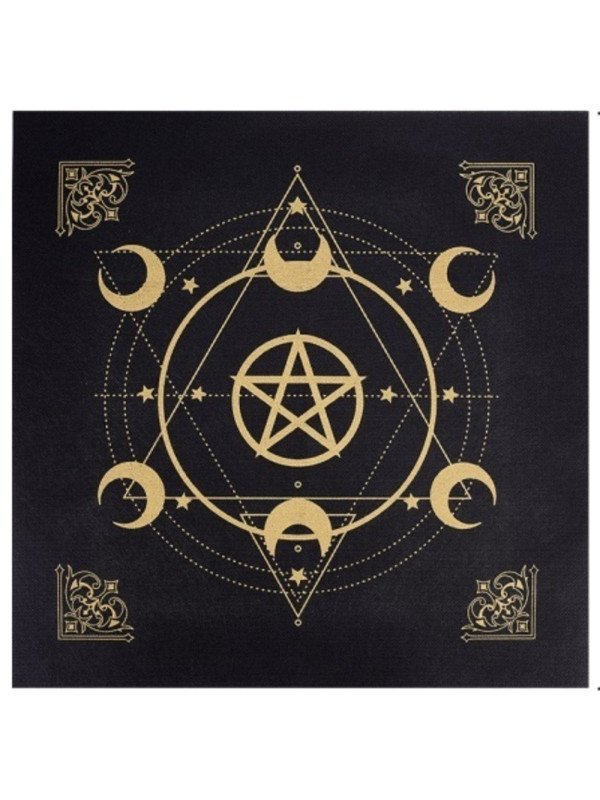 Filz Tarotmatte Pentagramm und Monde 49cm X 49cm