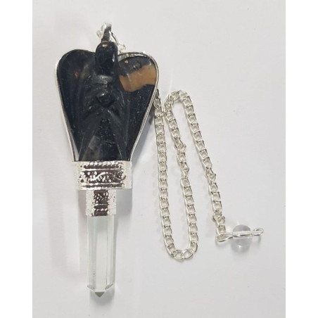 Onyx Mineral Engel Pendel mit Quarzspitze 5,5 bis 6,5cm