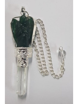 Grüner Quarz Mineral Engel Pendel mit Quarz Spitze 5 bis 6cm