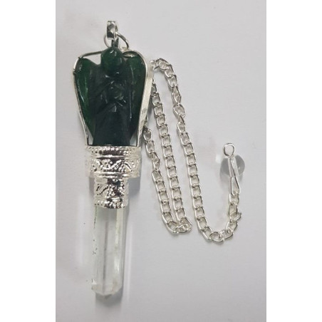 Grüner Quarz Mineral Engel Pendel mit Quarz Spitze 5 bis 6cm