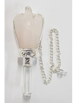 Engelpendel Rosenquarz Mineral mit Quarzspitze 5,5 bis 6,5cm