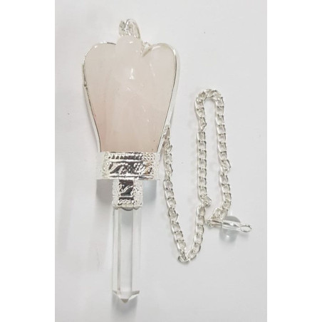 Engelpendel Rosenquarz Mineral mit Quarzspitze 5,5 bis 6,5cm