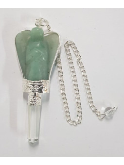 Grünes Fluorit Mineral Engel Pendel mit Quarz Spitze 5,5 bis 6,5cm