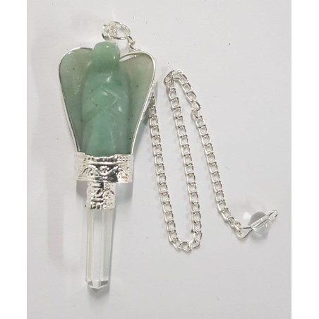 Grünes Fluorit Mineral Engel Pendel mit Quarz Spitze 5,5 bis 6,5cm