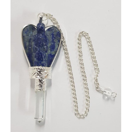 Lapislazuli Mineral Engel Pendel mit Quarz Spitze 5,5 bis 6,5cm
