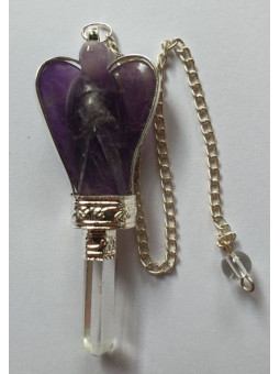 Amethyst-Mineral-Engelpendel mit Quarzspitze 5,5 bis 6,5cm