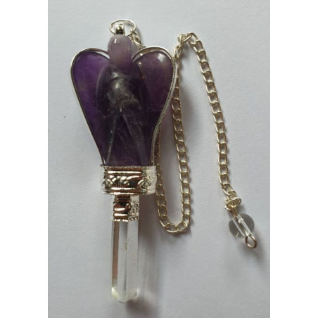 Amethyst-Mineral-Engelpendel mit Quarzspitze 5,5 bis 6,5cm