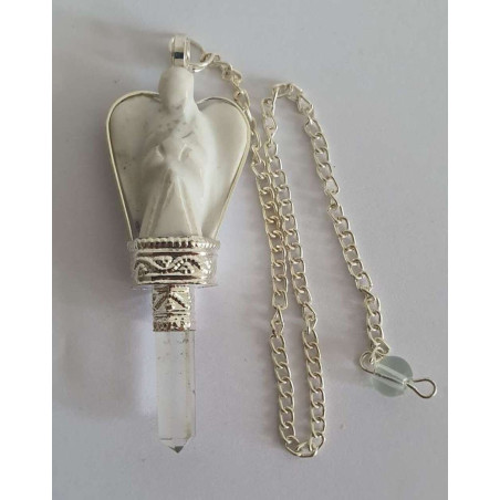 Howlite Mineral Engel Pendel mit Quarz Spitze 5 bis 6cm