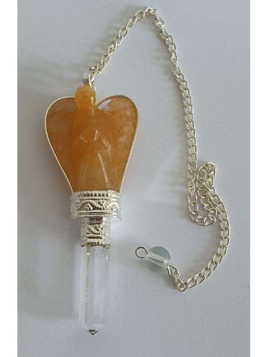 Pendel Engel Pendel Gelb Jaspis Mineral mit Quarz Spitze 5 bis 6cm