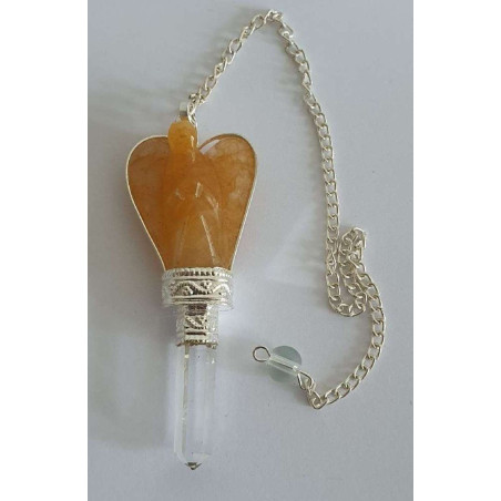 Pendel Engel Pendel Gelb Jaspis Mineral mit Quarz Spitze 5 bis 6cm