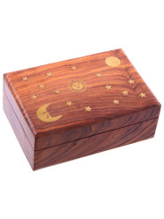Sterne, Sonne und Mond Natürliche Holzkiste