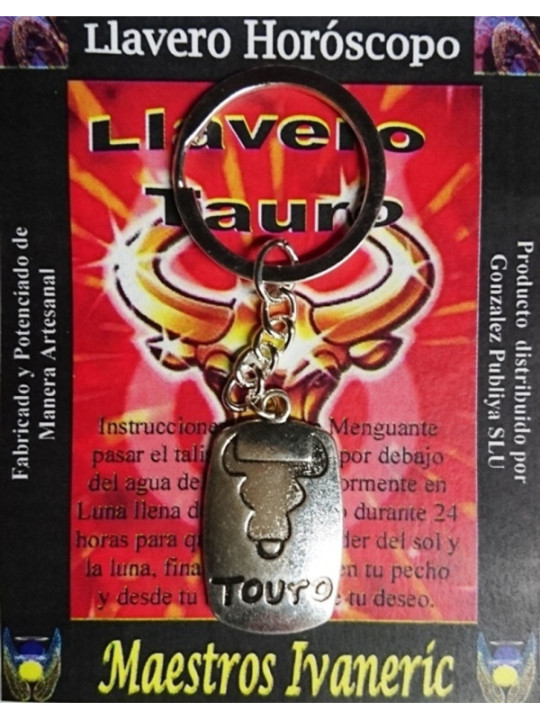 Handgefertigter Metall-Schlüsselanhänger Taurus Horoskop