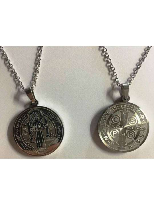 Handgefertigter Talisman aus Edelstahl, Heiliger Benedikt, Großer Beschützer