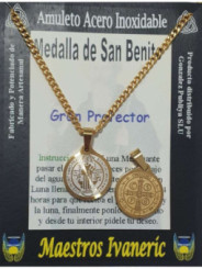 Handgefertigter Edelstahl-Talisman, Goldene Sankt-Benedikt-Medaille, Großer Beschützer