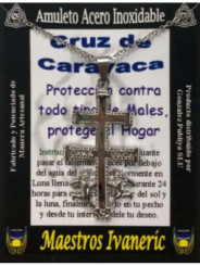 Handgefertigter Talisman aus Edelstahl, silbernes Caravaca-Kreuz 3,20 cm