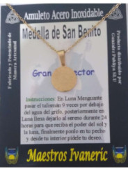 Kleiner handgefertigter goldener Talisman aus Edelstahl, Heiliger Benedikt, Großer Beschützer