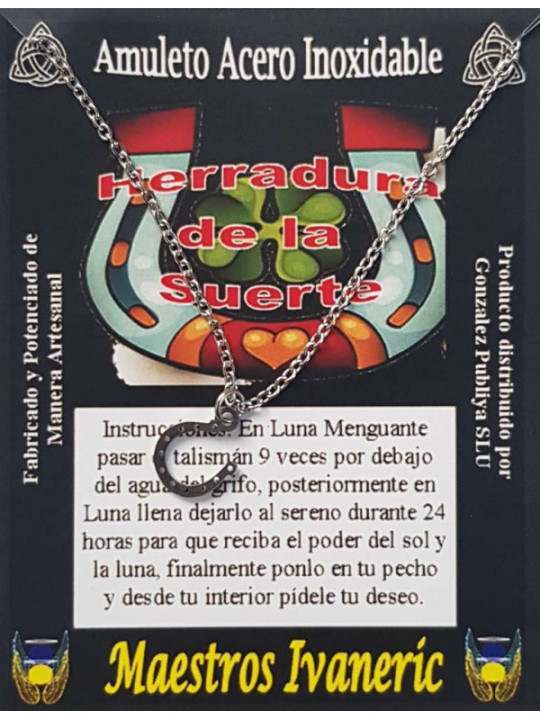 Handgefertigter Talisman aus Edelstahl, Glückshufeisen