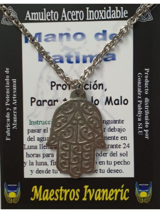 Handgefertigter Talisman aus Edelstahl, Hand der Fatima, Schutz